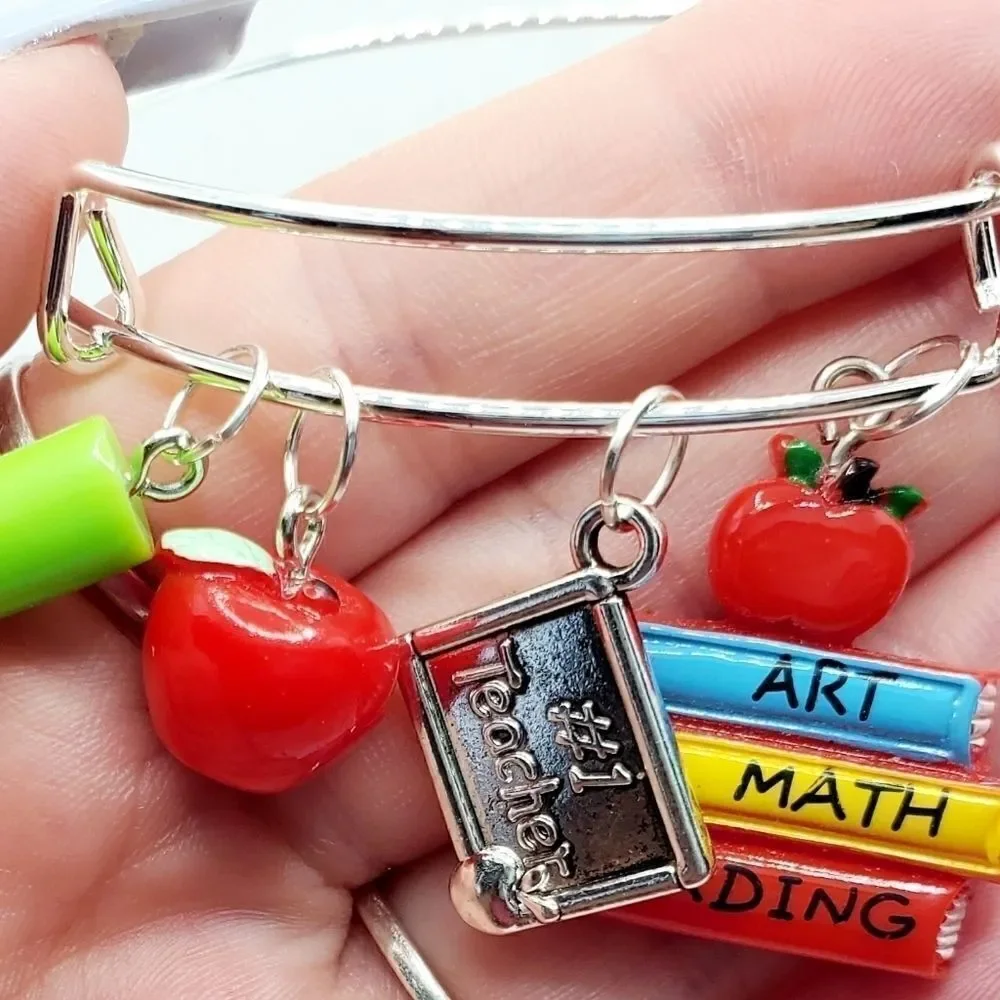 Number 1 Teacher Charm Bracelet